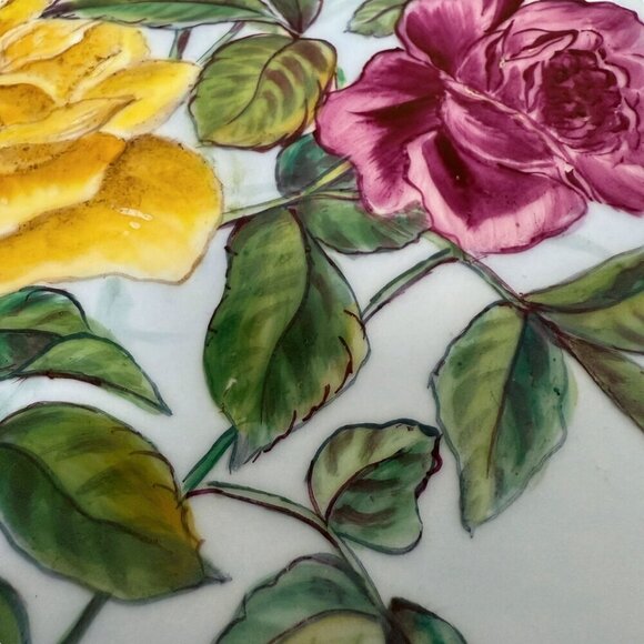 H & Co. Roses Plate Handpainted Porcelain Antique Haviland Limoges France 11" - Picture 5 of 11